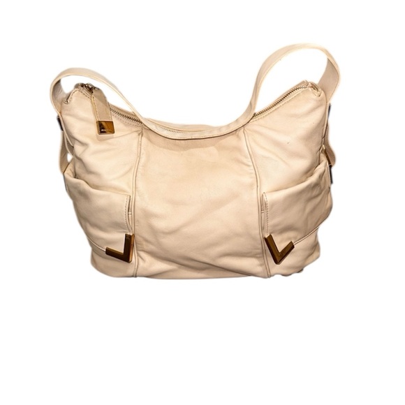 MICHAEL Michael Kors Handbags - MICHAEL Michael Kors Beverly Hobo Satchel Genuine Leather Shoulder Bag Vanilla